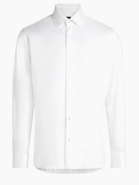 Saks Fifth Avenue White Men's Dress Shirt - Textured Weave